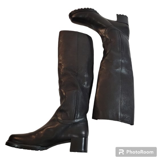 Stuart Weitzman Cinchboot Womens 6.5 M Black Leather Buckles Riding Boot Knee Hi - Picture 2 of 14